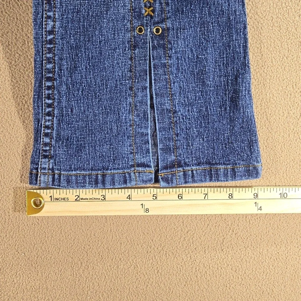 Vintage Y2K L.E.I. Criss-Cross Lace-Up Low Rise Flare Boho Jeans Girls Size 14